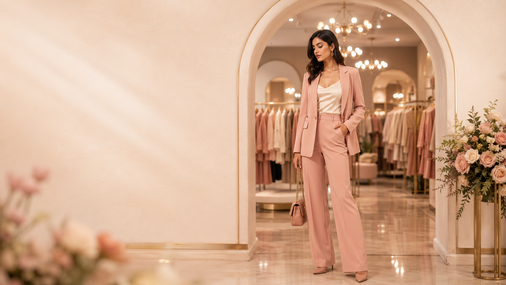 Rose pink tailored co-ord in the Carnival of Clothes boutique